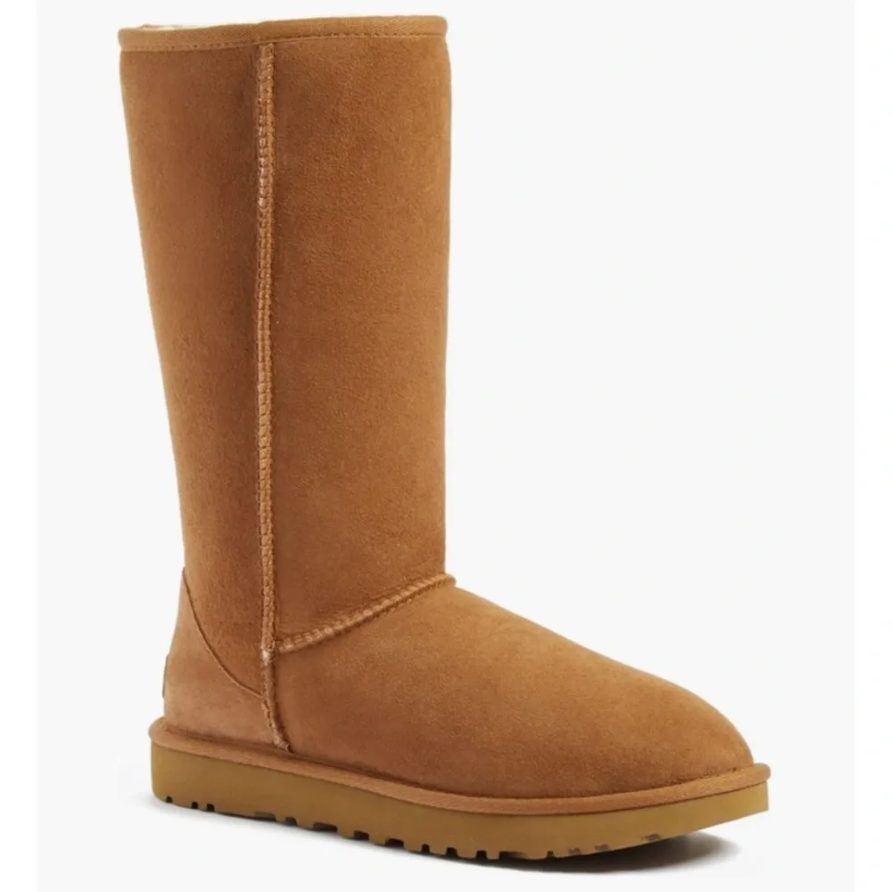 UGG Classic Tall Shearling Boots Chestnut Leather Suede Tall‎ Girls Boots Size 4